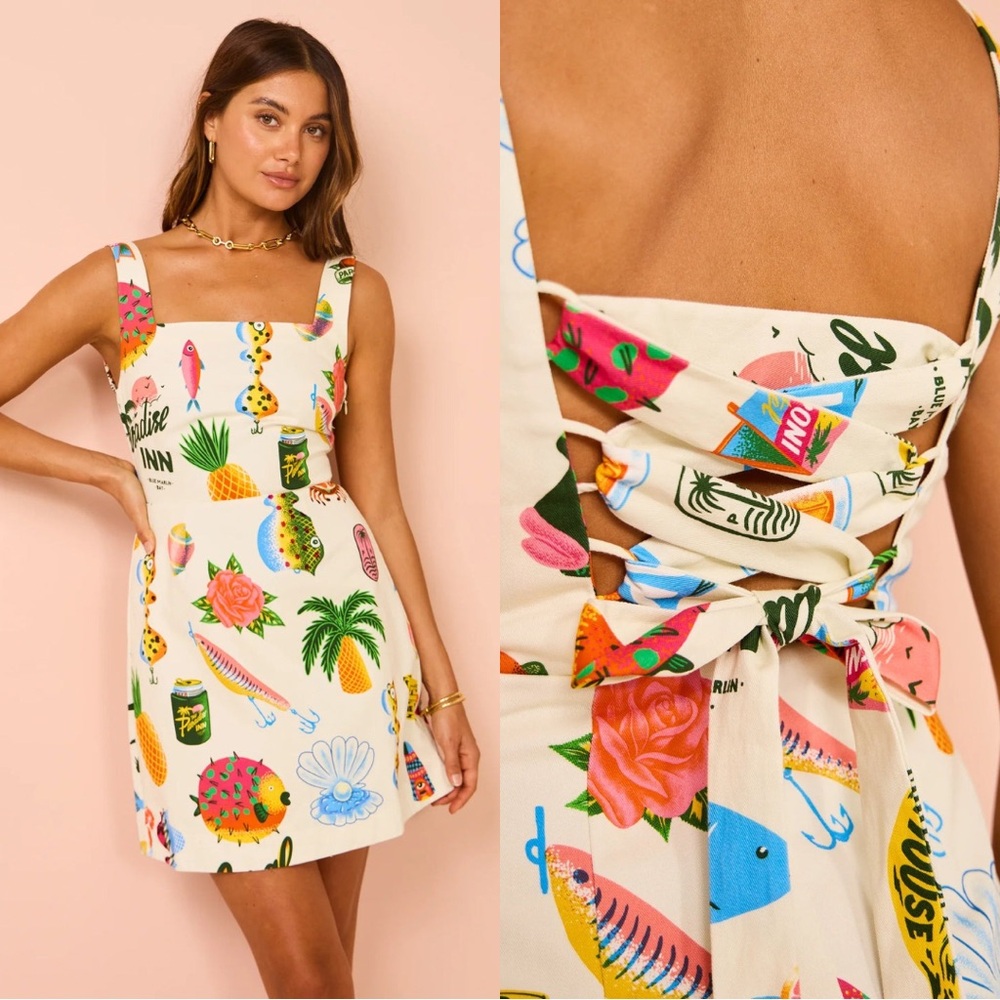 Alemais Colorful Print Mini Dress